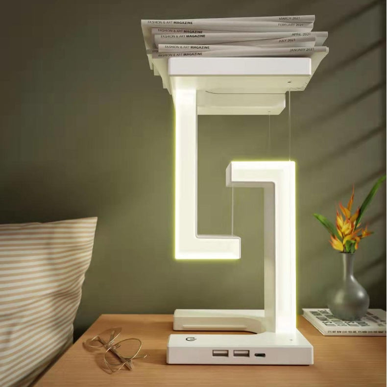 LED Night Lamp Creativity Physics Balance  Table Desk Lamp Wireless Charger
